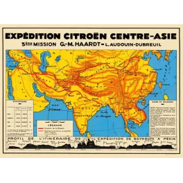 Expédition Citroën Centre-Asie Croisière Jaune Haardt - Carte ancien
