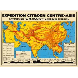 Expédition Citroën Centre-Asie Croisière Jaune Haardt - Carte ancien