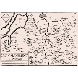 Gouvernement de Pézenas Languedoc XVIIe - Carte ancien