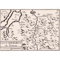 Gouvernement de Pézenas Languedoc XVIIe - Carte ancien