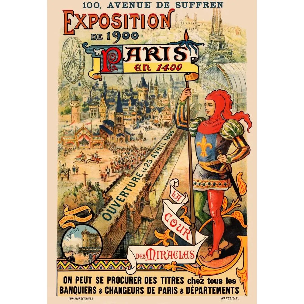 Paris en 1400 Exposition 1900 Cour des Miracles - Publicité vintage