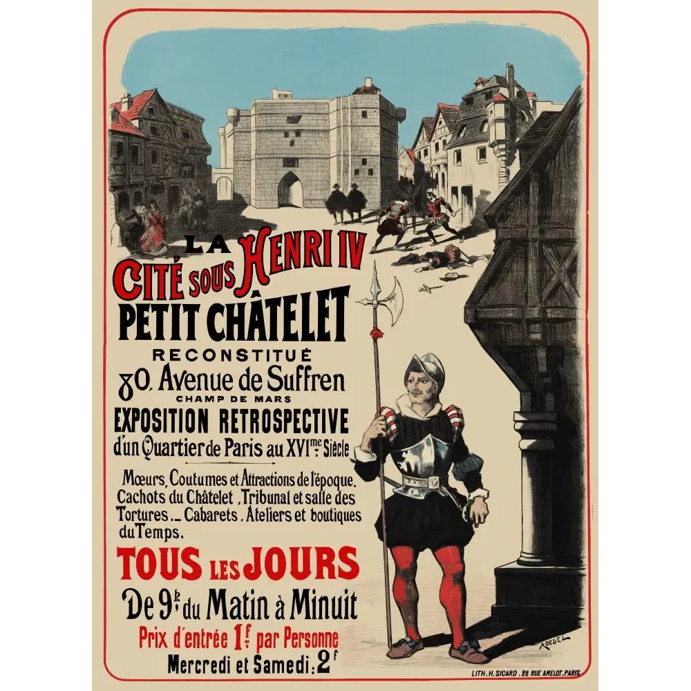 La Cité sous Henri IV Petit Châtelet Paris Exposition - Publicité vintage La Cité sous Henri IV Petit Châtelet Paris Exposition - Publicité vintage