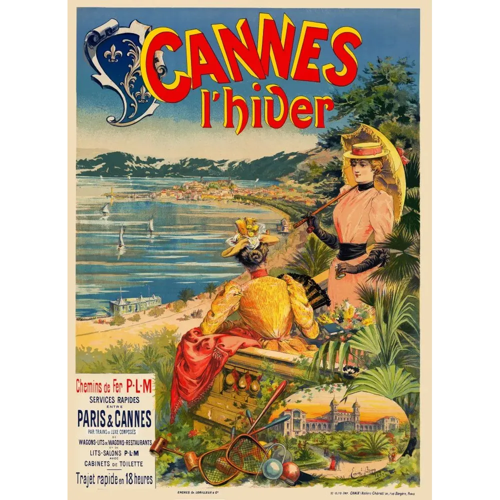 Cannes l'Hiver PLM Bory Paris-Cannes Riviera - Publicité vintage Cannes l'Hiver PLM Bory Paris-Cannes Riviera - Publicité vintage