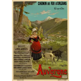 Auvergne Chemin de Fer Orléans Hugo d'Alési Vic-sur-Cère - Publicité vintage