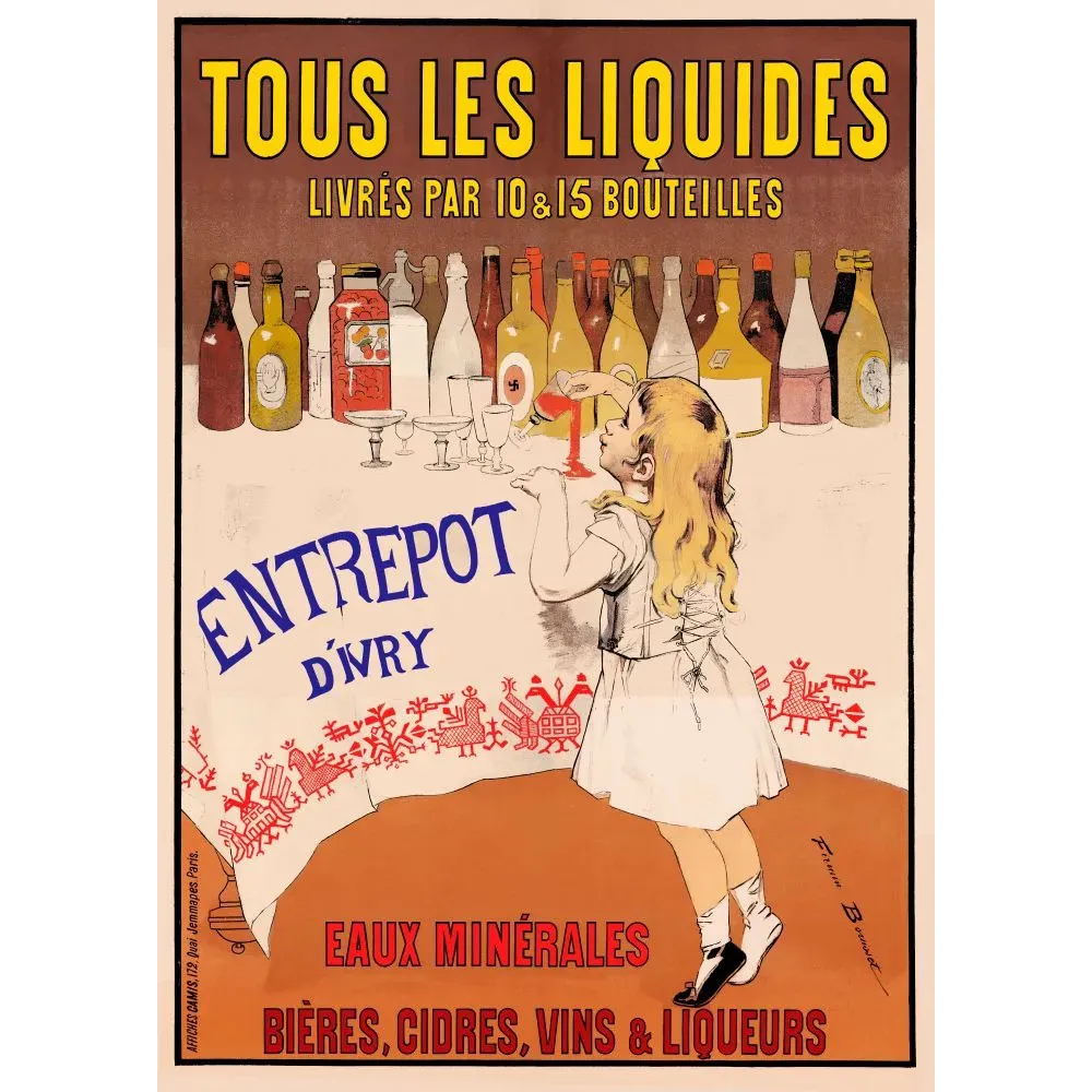 Entrepôt d'Ivry liquides bouteilles Firmin Bouisset Camis - Publicité vintage Entrepôt d'Ivry liquides bouteilles Firmin Bouisset Camis - Publicité vintage