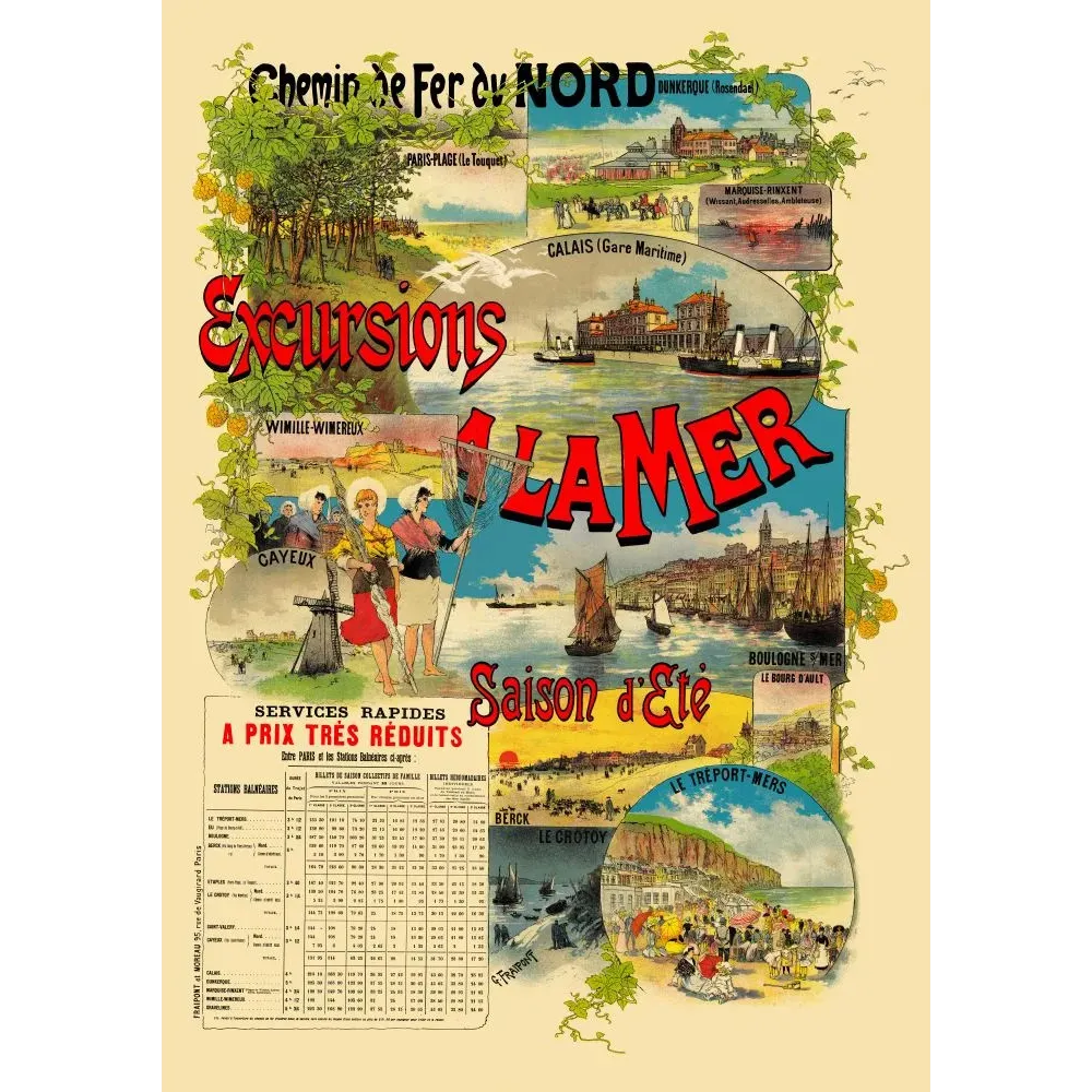 CF Nord Excursions Mer Côte Opale Fraipont saison été - Publicité vintage