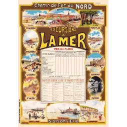 CF Nord Excursions Mer horaires stations balnéaires saison été - Publicité vintage