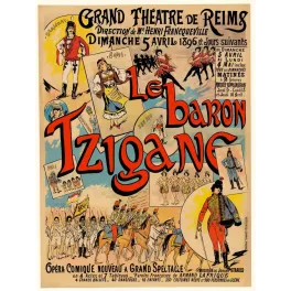 Baron Tzigane Strauss Grand Théâtre Reims 1896 Camis - Publicité vintage