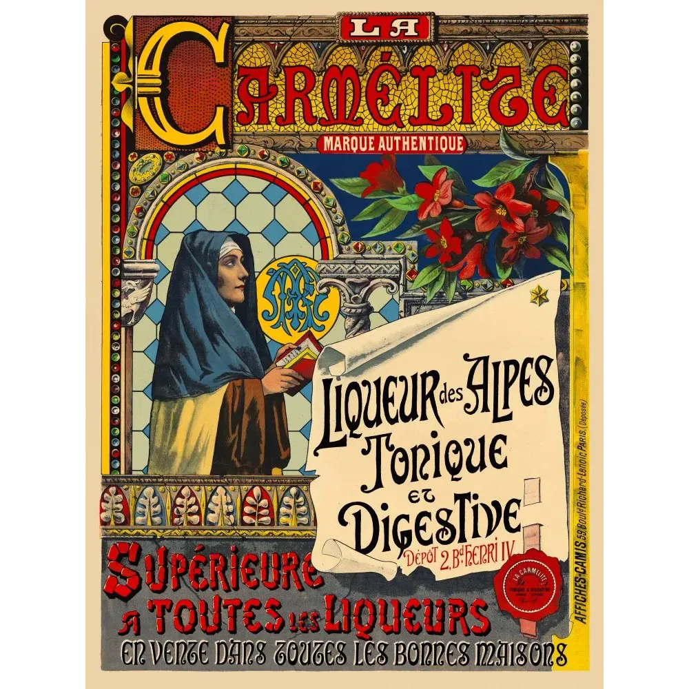 La Carmélite liqueur Alpes tonique digestive Paris Camis - Publicité vintage La Carmélite liqueur Alpes tonique digestive Paris Camis - Publicité vintage
