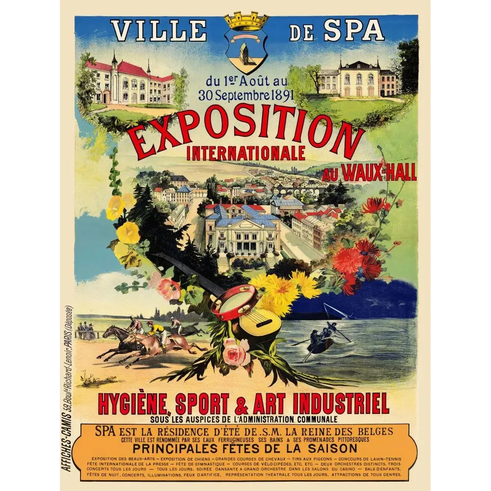 Exposition Internationale Spa Waux-Hall Hygiène Sport 1891 - Publicité vintage