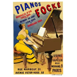 Pianos Focké médaille or Paris 1889 rue Marbeuf - Publicité vintage