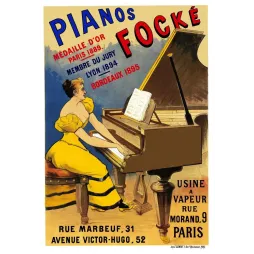 Pianos Focké médaille or Paris 1889 rue Marbeuf - Publicité vintage