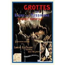 Grottes Baume-les-Messieurs Jura lumière électrique stalactites - Publicité vintage