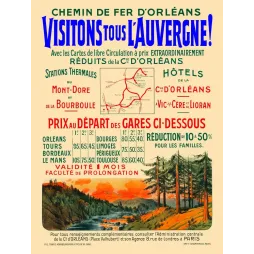 Chemin de Fer Orléans Auvergne Mont-Dore Bourboule 1908 - Publicité vintage