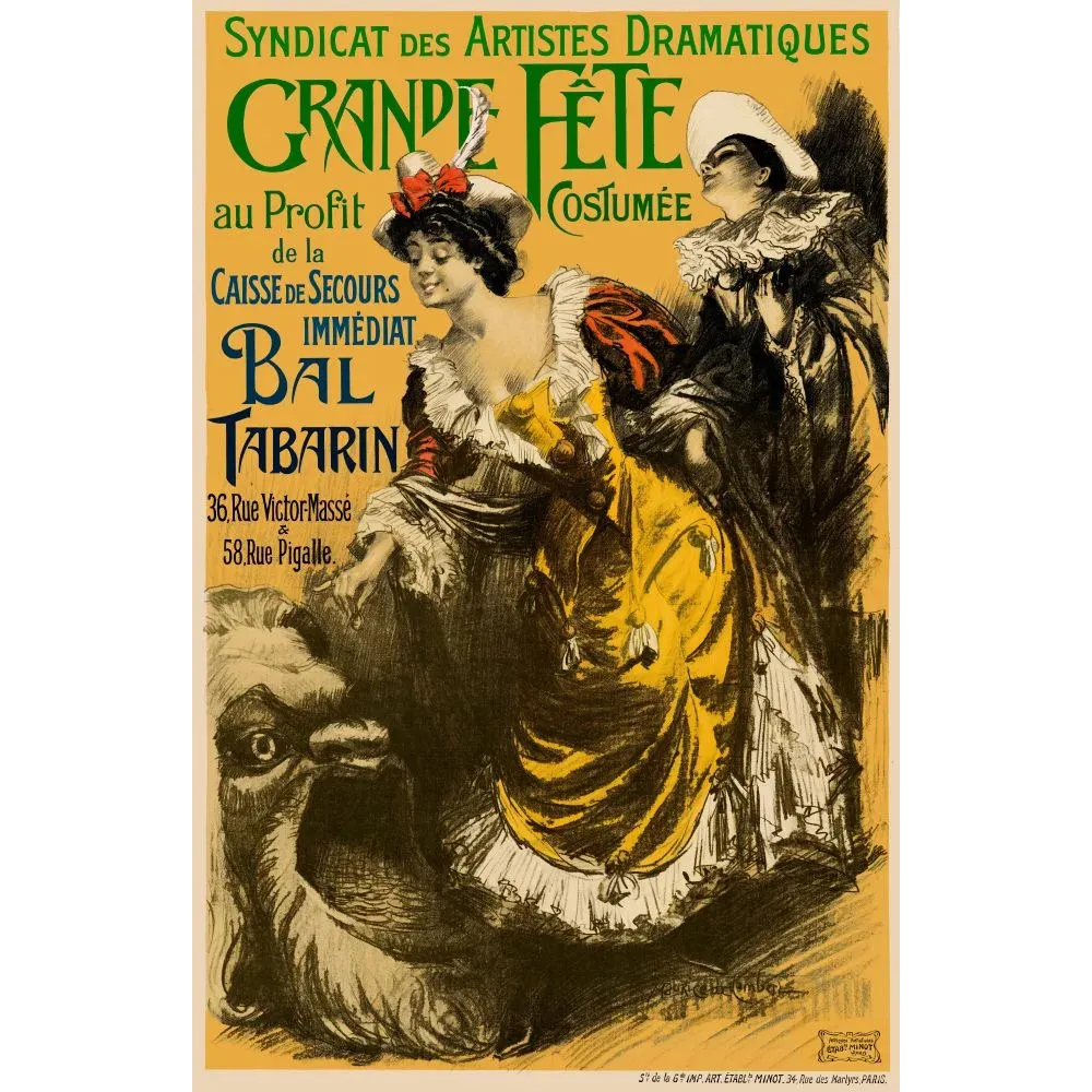 Grande Fête Costumée Bal Tabarin Artistes Dramatiques Romboy - Publicité vintage Grande Fête Costumée Bal Tabarin Artistes Dramatiques Romboy - Publicité vintage