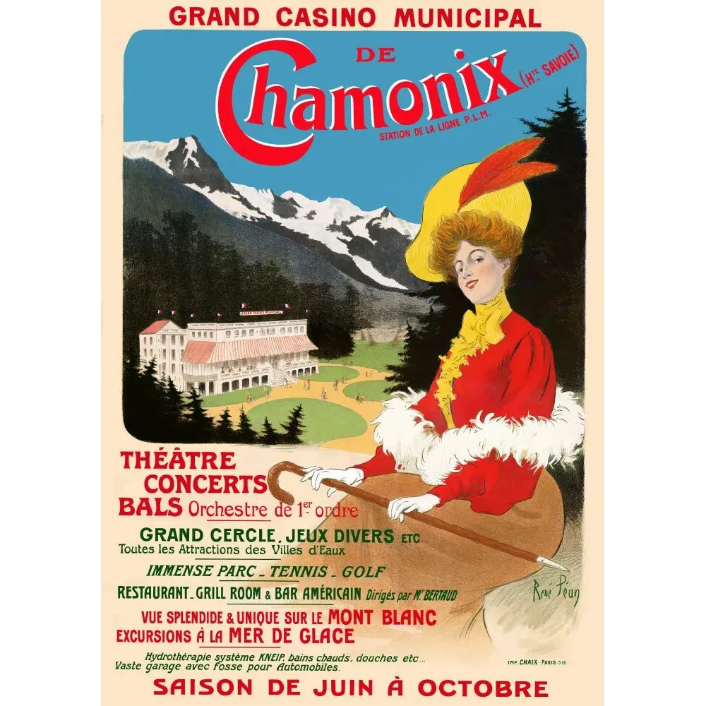 Casino Chamonix Mont Blanc PLM René Péan - Publicité vintage Casino Chamonix Mont Blanc PLM René Péan - Publicité vintage