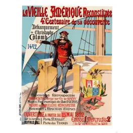Vieille Amérique Christophe Colomb centenaire 1892 Buffalo Bill Paris - Publicité vintage