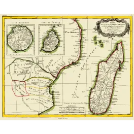Carte Madagascar Côte Orientale Afrique Bonne île Bourbon France - Carte ancien