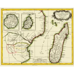 Carte Madagascar Côte Orientale Afrique Bonne île Bourbon France - Carte ancien