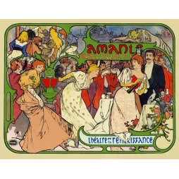 Amants Donnay Théâtre Renaissance Alfons Mucha Art Nouveau - Publicité vintage