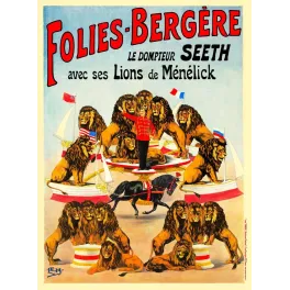 Folies-Bergère Dompteur Seeth Lions Ménélick - Publicité vintage