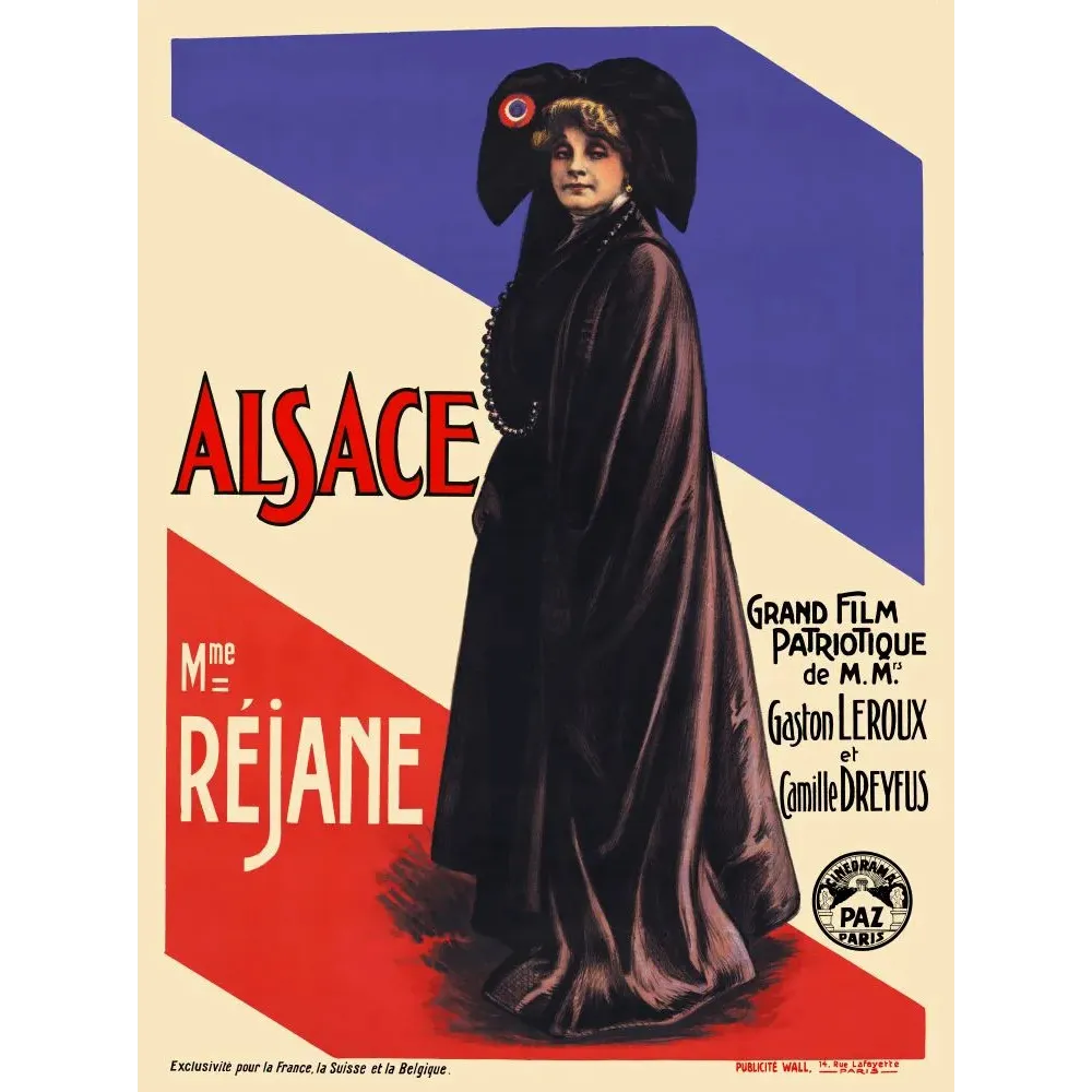 Alsace Film Patriotique Réjane Gaston Leroux 1915 - Publicité vintage Alsace Film Patriotique Réjane Gaston Leroux 1915 - Publicité vintage
