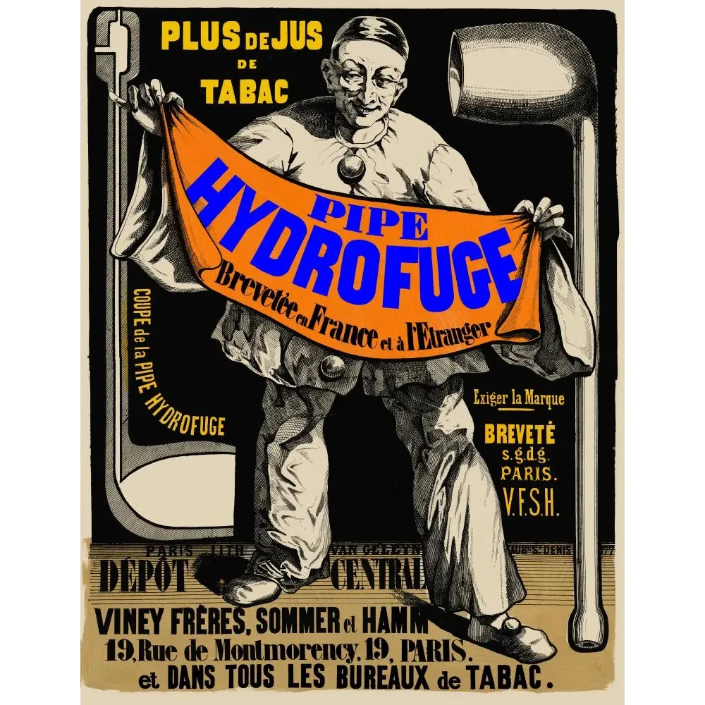 Pipe Hydrofuge Viney Frères Sommer Hamm Pierrot Paris - Publicité vintage