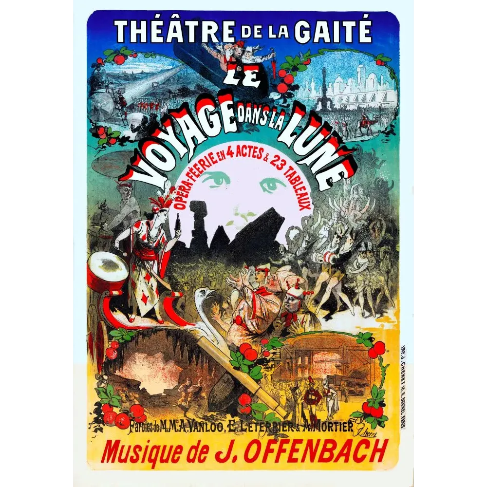 Voyage dans la Lune Offenbach Théâtre Gaîté Jules Chéret - Publicité vintage Voyage dans la Lune Offenbach Théâtre Gaîté Jules Chéret - Publicité vintage