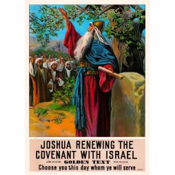 Josué Alliance Israël illustration biblique 1907 Providence Litho - Publicité vintage