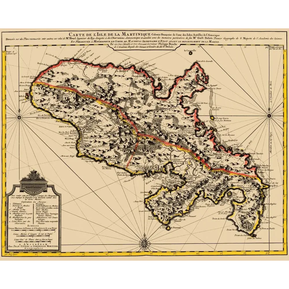 Carte Martinique Delisle Buache Amsterdam XVIIIe Antilles - Carte ancien Carte Martinique Delisle Buache Amsterdam XVIIIe Antilles - Carte ancien