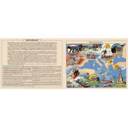 Méditerranée encyclopédie illustrée Grèce Rome carte 1930 - Document ancien