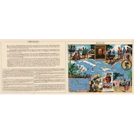 Antilles encyclopédie illustrée Colomb carte Caraïbes - Document ancien