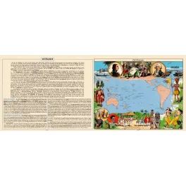 Océanie encyclopédie illustrée carte explorateurs Bougainville - Document ancien