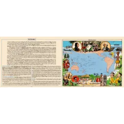 Océanie encyclopédie illustrée carte explorateurs Bougainville - Document ancien