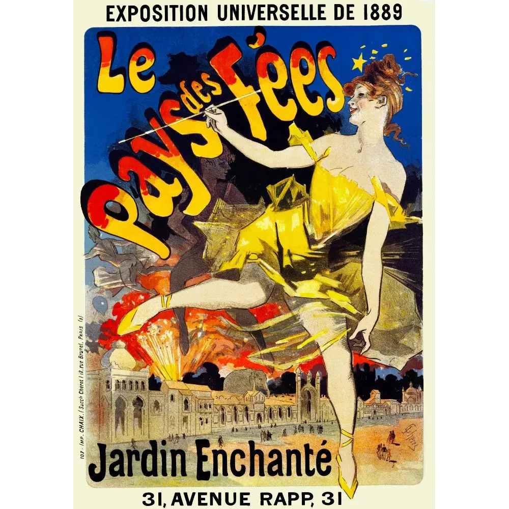 Pays des Fées Exposition 1889 Jules Chéret Jardin Enchanté - Publicité vintage