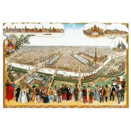 Exposition Universelle Paris 1900 vue panoramique chefs État - Publicité vintage