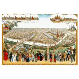 Exposition Universelle Paris 1900 vue panoramique chefs État - Publicité vintage