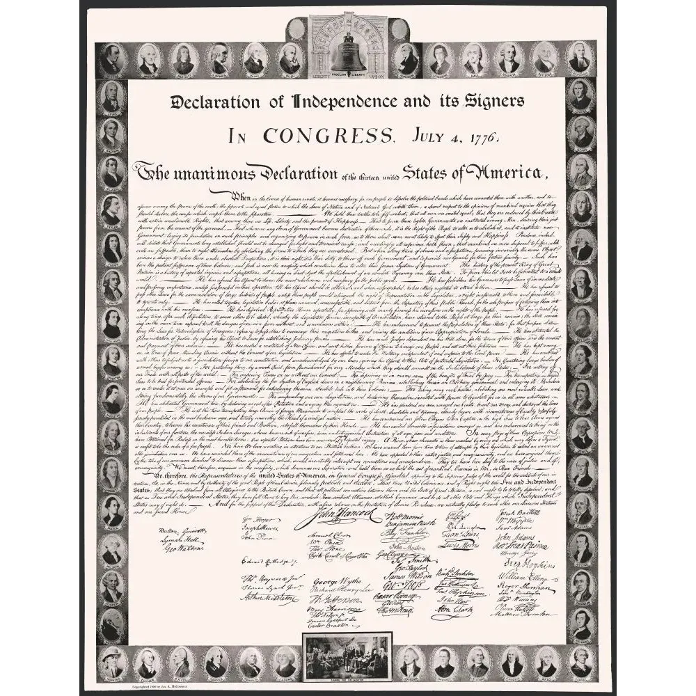Déclaration Indépendance américaine 1776 signataires portraits - Document ancien Déclaration Indépendance américaine 1776 signataires portraits - Document ancien