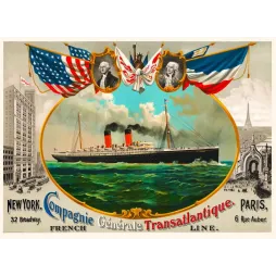 Compagnie Transatlantique French Line La Lorraine New York Paris - Publicité vintage