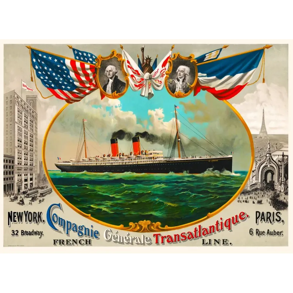 Compagnie Transatlantique French Line La Lorraine New York Paris - Publicité vintage Compagnie Transatlantique French Line La Lorraine New York Paris - Publicité vintage