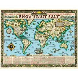 Carte mondiale Eno's Fruit Salt distribution Alfred Taylor 1925 - Carte ancien