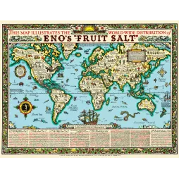 Carte mondiale Eno's Fruit Salt distribution Alfred Taylor 1925 - Carte ancien