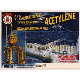 Acétylène Compagnie Parisienne Gaz Wagner Exposition 1900 - Publicité vintage