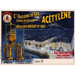 Acétylène Compagnie Parisienne Gaz Wagner Exposition 1900 - Publicité vintage