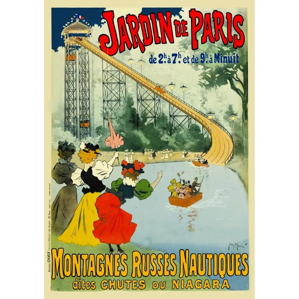 Jardin de Paris Montagnes Russes Nautiques Jeanniot - Publicité vintage Jardin de Paris Montagnes Russes Nautiques Jeanniot - Publicité vintage
