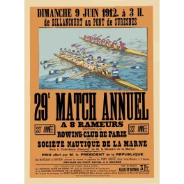 Match Aviron Rowing-Club Paris Marne 1912 Billancourt - Publicité vintage