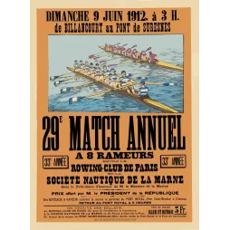 Match Aviron Rowing-Club Paris Marne 1912 Billancourt - Publicité vintage