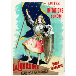 Bière La Lorraine Jeanne d'Arc Paris rue Lafayette - Publicité vintage