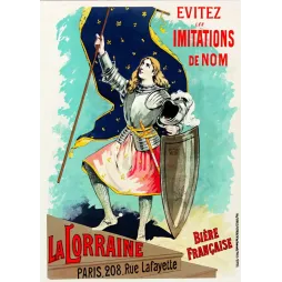 Bière La Lorraine Jeanne d'Arc Paris rue Lafayette - Publicité vintage