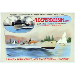 Canots Deperdussin Juvisy Rudaux automobiles voiles - Publicité vintage